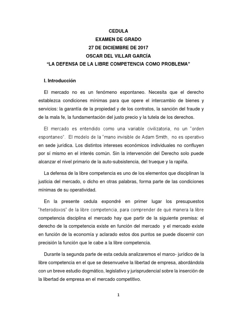 Defensa de la Libre Competencia en el Mercado | PDF | Mercado libre ...