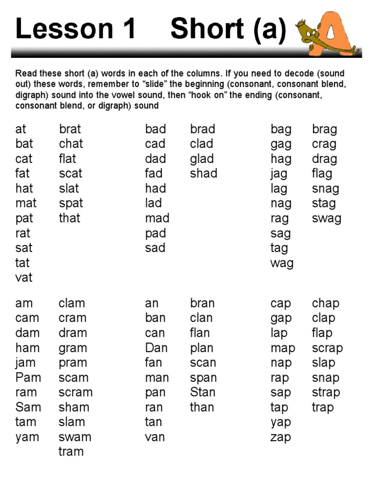 Lesson 1 Rhyming Words (A) PDF Nature
