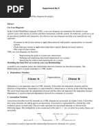 Experiment No 5: Aim: Develop UML Case and Class Diagram For Project