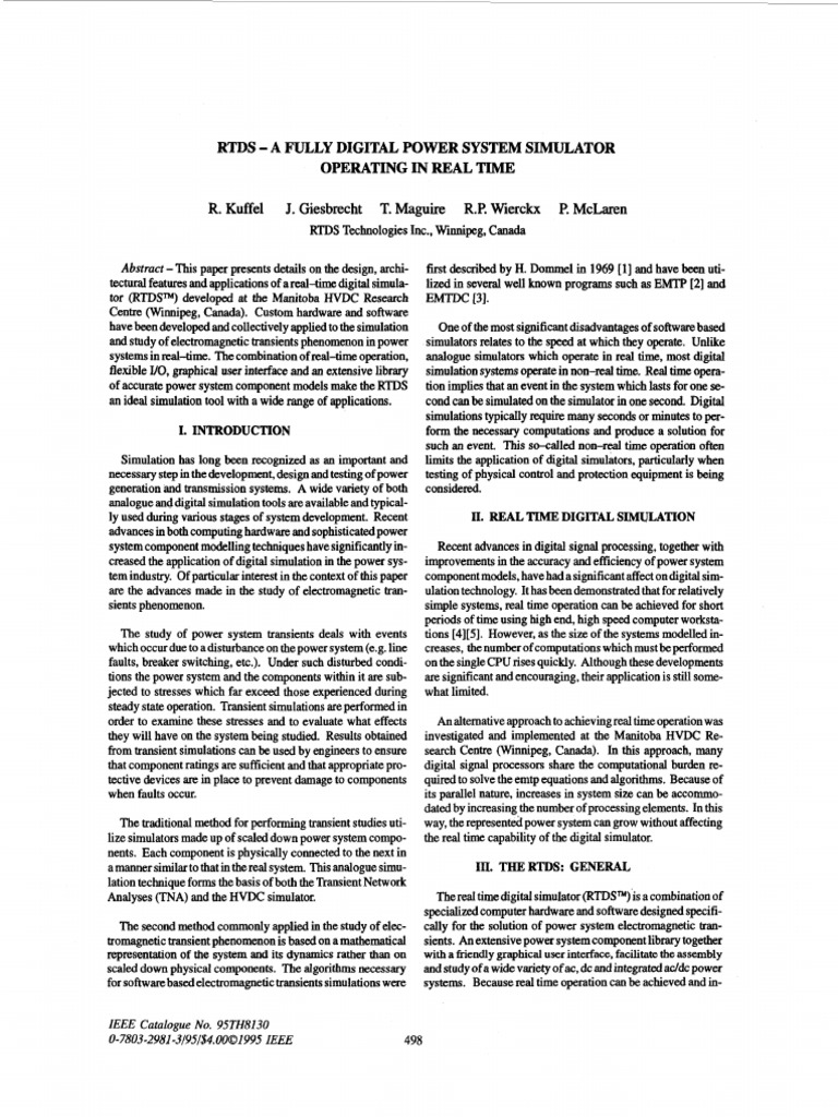 RTDS - A Fully Digital Power System Simulator PDF | PDF | Input/Output ...