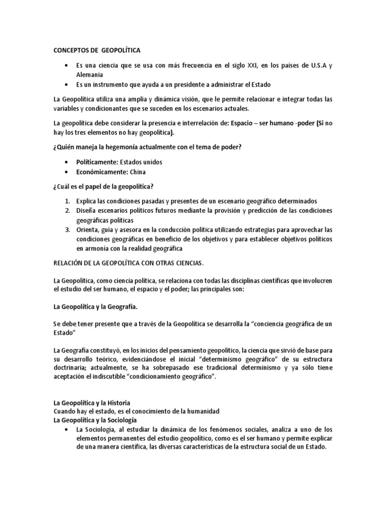 Conceptos de Geopolítica | PDF | Geopolítica | Geografía