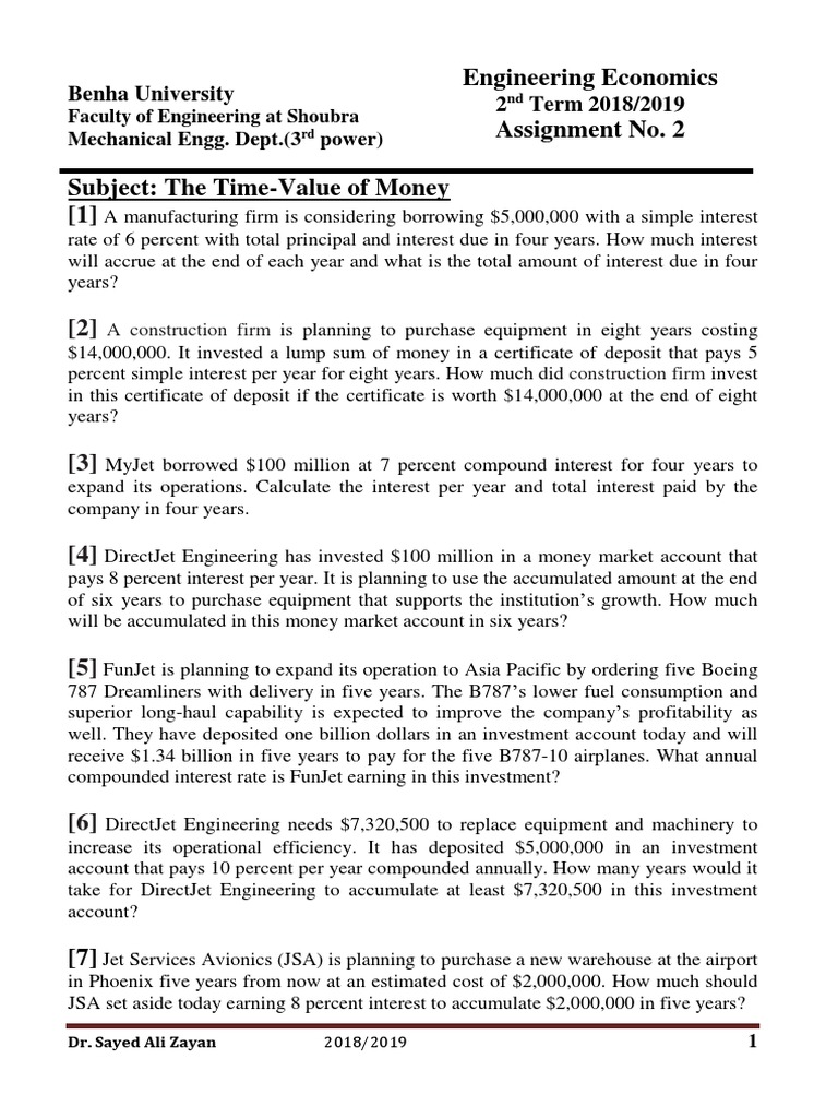 Engineering Economics: Time-Value of Money | PDF | Present Value | Interest