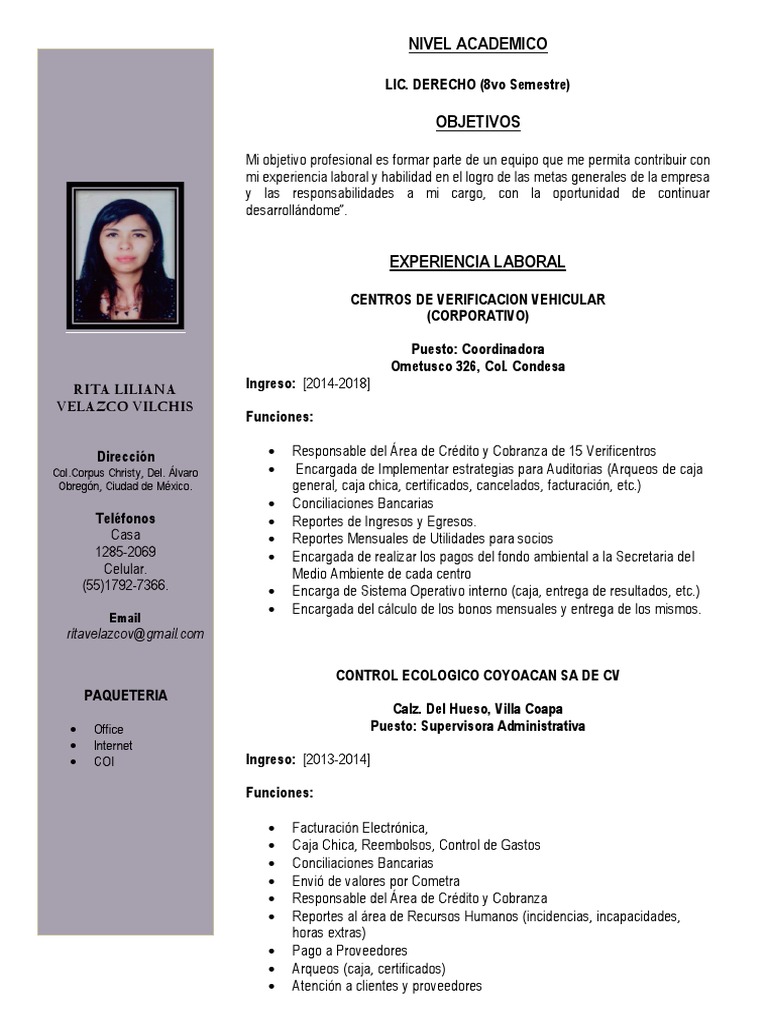 Curriculum RITA VELAZCO 2018. - (Autoguardado) | PDF | Business