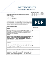 Course Title: Credit Units: 3 Course Level: UG Pre Requisite: Knowledge of Micro and Macro Economy Models Course Code: ECON 305 Course Objectives