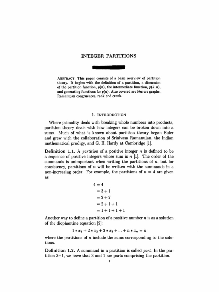 Integer Partitions PDF PDF