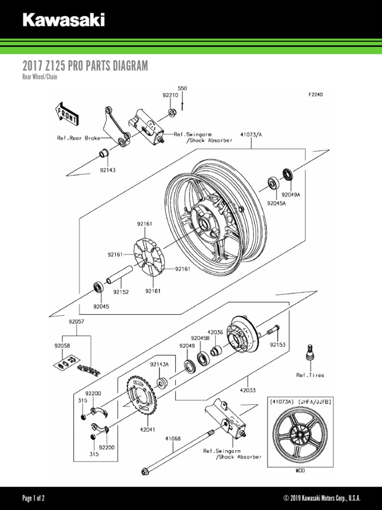 2017 Kawasaki Z125 Pro Rear Wheel Parts Diagram PDF
