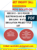 IEEE 2012 power electronics, MATLAB Simulation Projects in Mysore