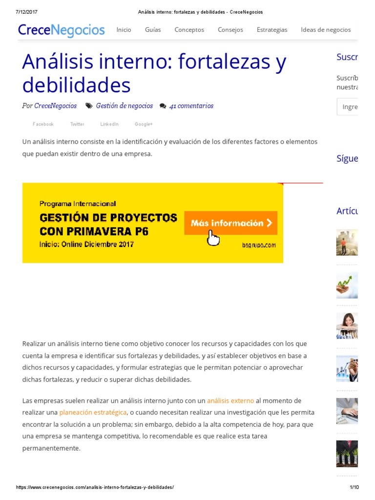 An lisis Interno Fortalezas Y Debilidades CreceNegocios Descargar 