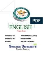 Topic: Essay: Submitted To: Madam Fareeha Umer Submitted By: Shehrum Khan Session