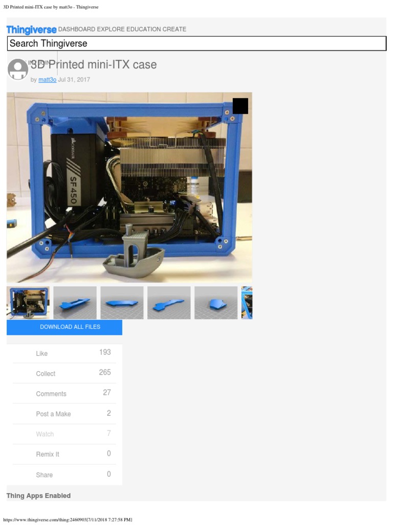 3D Printed mini-ITX Case by Matt3o - Thingiverse PDF | PDF | 3 D ...
