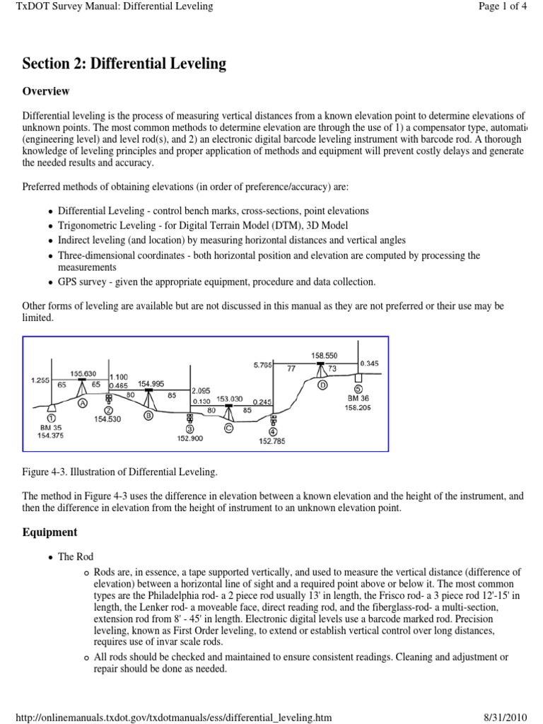 Differential Leveling PDF Document PDF Surveying Geomatics