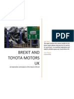 Brexit and Toyota Motors UK: An Exploration and Analysis of The Impact of Brexit