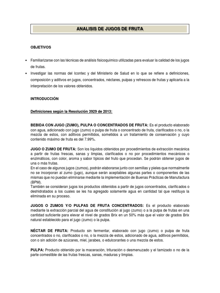 Análisis Fisicoquímico de Jugos de Frutas | PDF | Valoración | Química