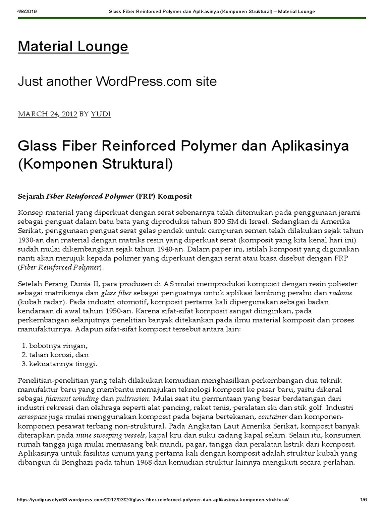 Aplikasi Glass Fiber Reinforced Polymer | PDF