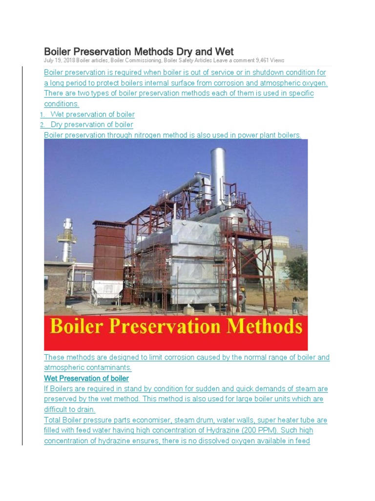 Boiler Preservation Methods Dry and Wet PDF Boiler Pump