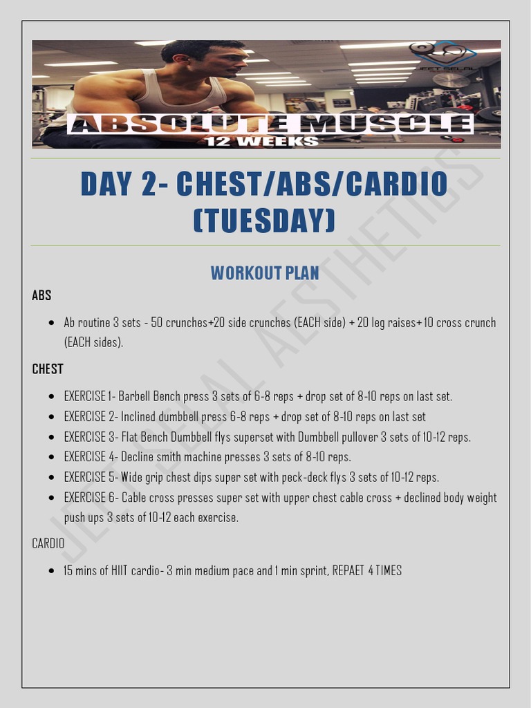 Chest and Abs Workout Plan | PDF | Cooking, Food & Wine | Teaching ...