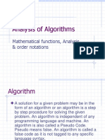 Analysis of Algorithms: Mathematical Functions, Analysis & Order Notations