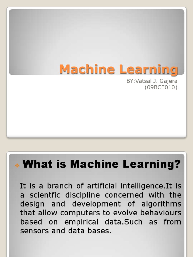Machine Learning: BY:Vatsal J. Gajera (09BCE010) | PDF | Machine ...