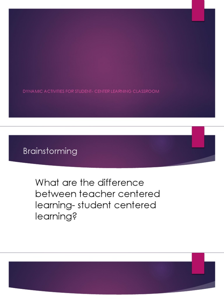 Dynamic Activities For Student-Center Learning Classroom | PDF | Career ...