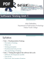 Software Testing Unit 1: Aditi Chikhalikar Department of Information Technology Patkar-Varde College