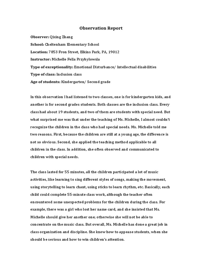 Patient Observation Report