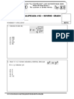 Segunda Práctica Calificada - Noveno Grado 2019