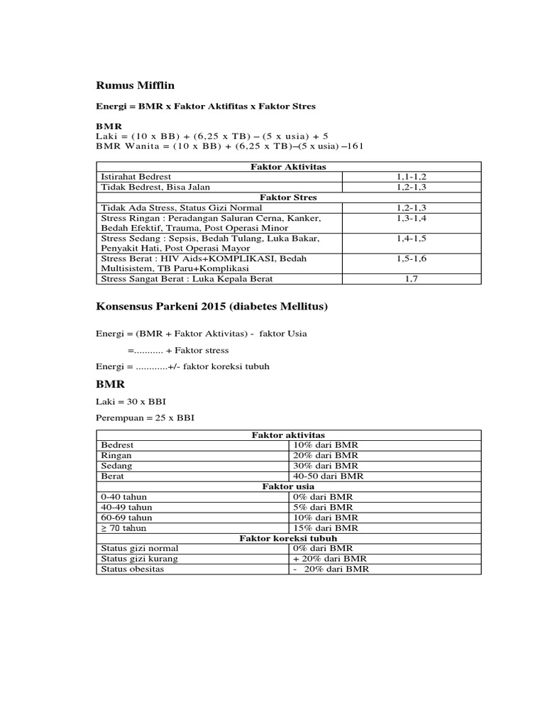 Rumus Harris Benedict