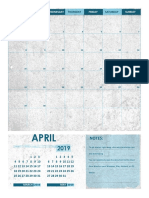 Calendar April 2019 Template