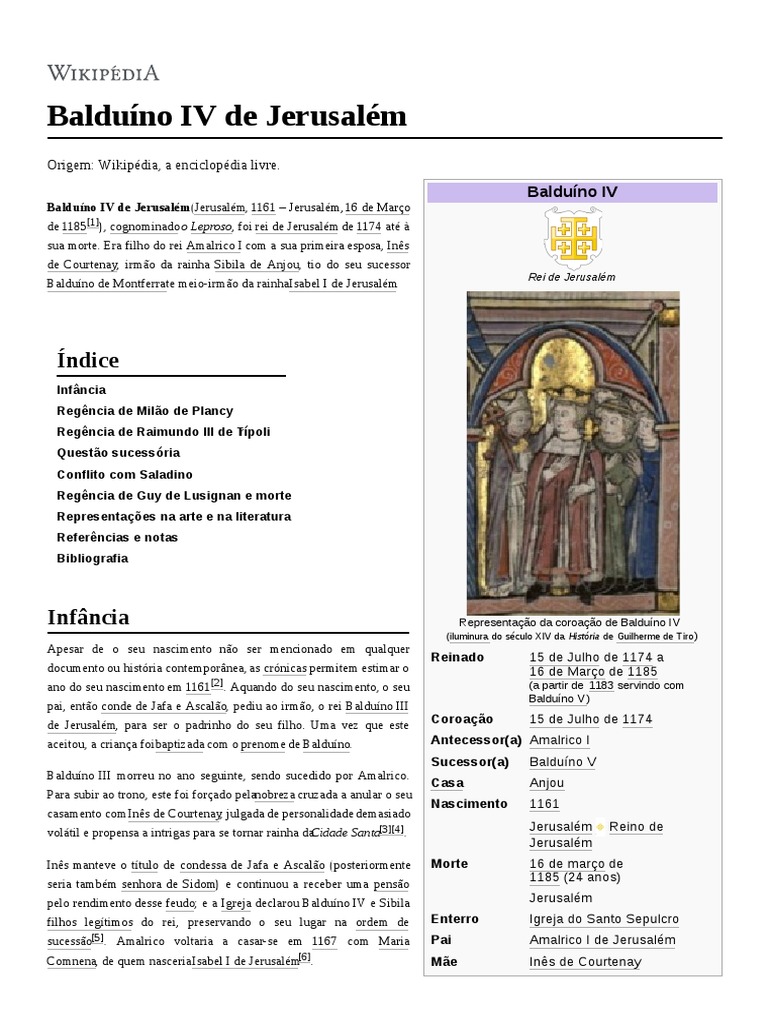 Balduíno IV de Jerusalém | PDF | Cruzadas | Tumultos
