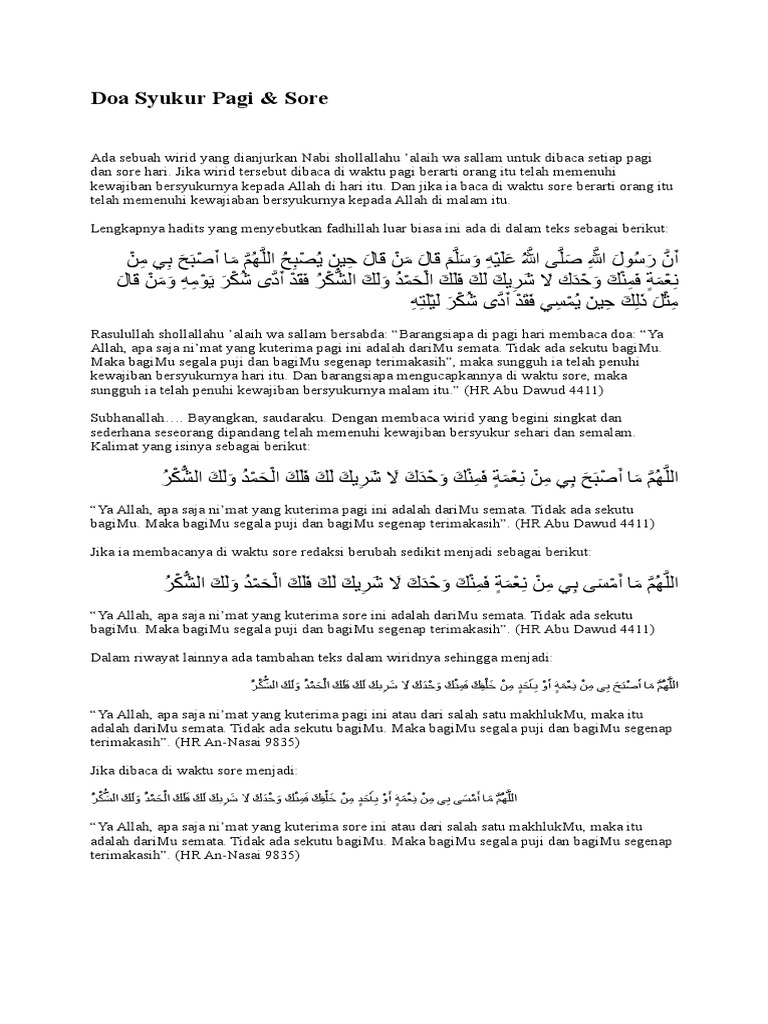 Doa Syukur Pagi Dan Sore