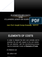 Elements of Costs AND Classification of Expenditure: Asst. Prof. Joseph George Konnully, MJCET