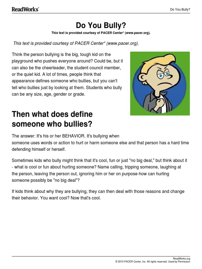 What Kids Think About Bullying And >> Readworks Do You Bully Psychology Cognitive Science What Kids Think About Bullying And >> Readworks Do You Bully Psychology Cognitive Science