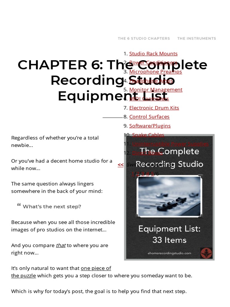 CHAPTER 6 The Complete Recording Studio Equipment List PDF Drum