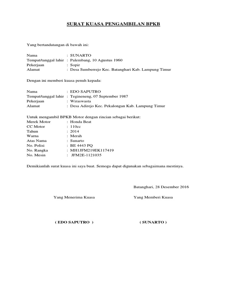 Surat Kuasa Pengambilan Bpkbdocx