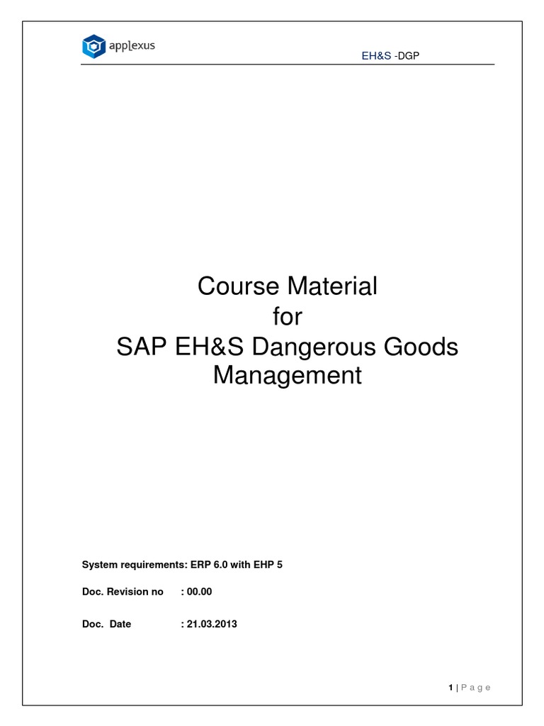 SAP EH&S Dangerous Goods Management Guide | PDF | Dangerous Goods ...