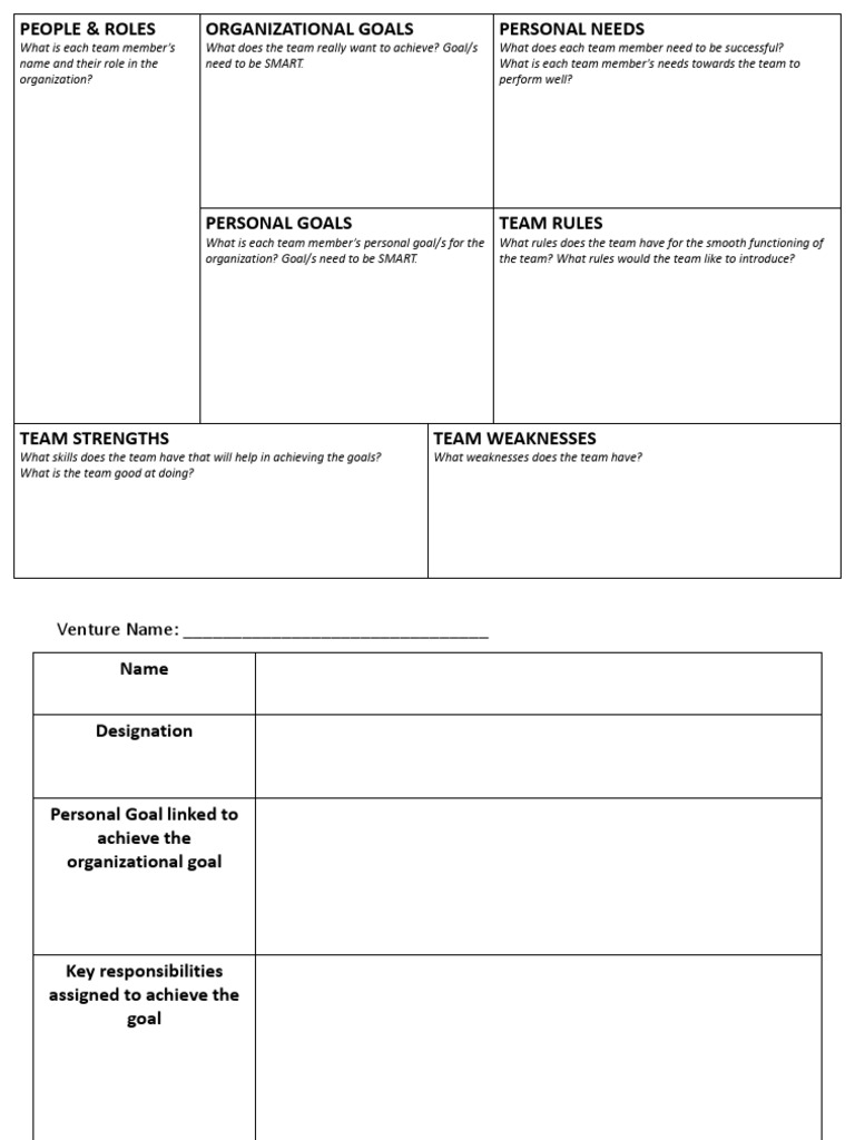 Team Roles and Goals Overview | PDF