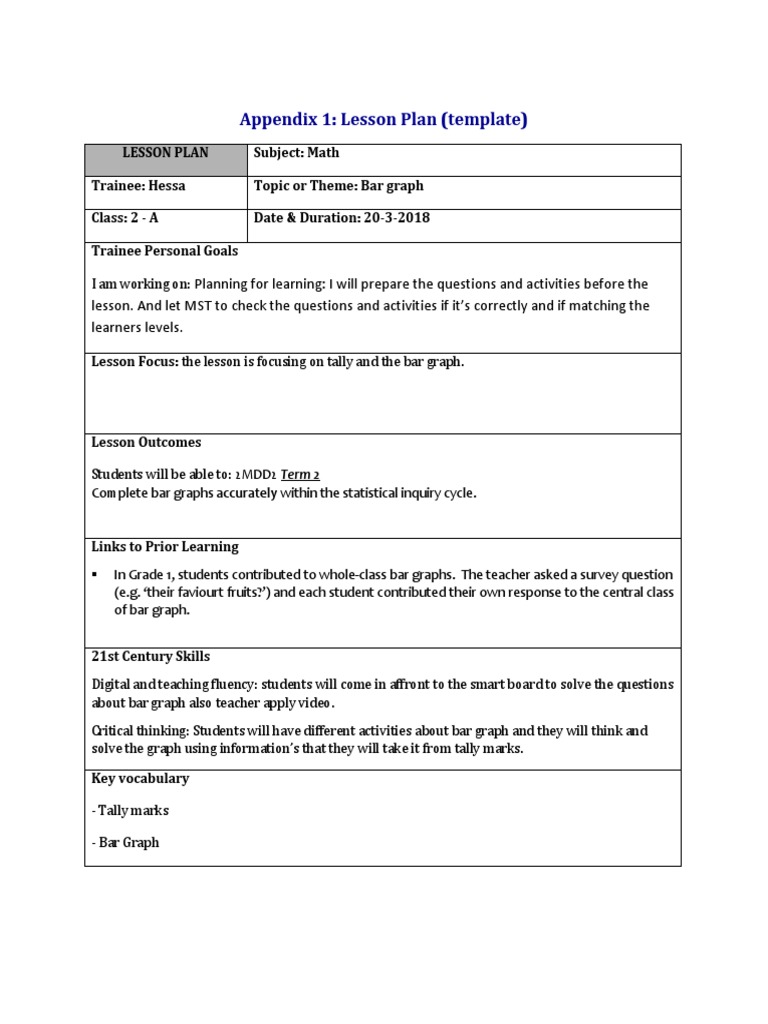 Lesson Plan Bar Graph | PDF