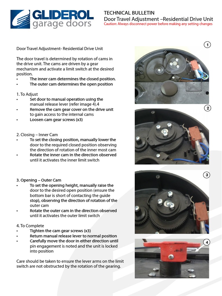 Gliderol Roller Door Travel Adjustment PDF