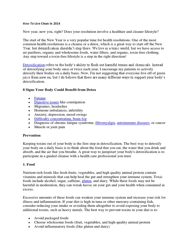 How To Live Clean in 2014 | PDF | Detoxification (Alternative Medicine ...