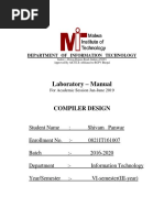 Laboratory - Manual: Compiler Design