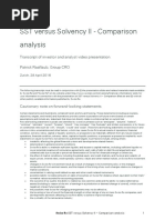 SST Versus Solvency II - Comparison Analysis