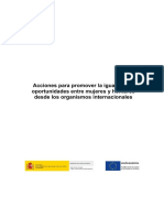 Acciones para Promover La Igualdad de Oportunidades Entre Mujeres y Hombres Desde Los Organismos Internacionales