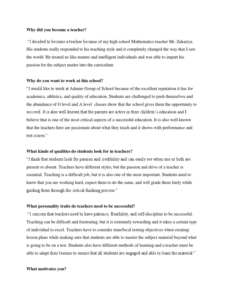Why Did You Become A Teacher | PDF | Classroom | Teachers