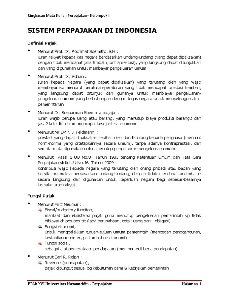 Sistem Perpajakan Indonesia: Definisi dan Fungsi | PDF