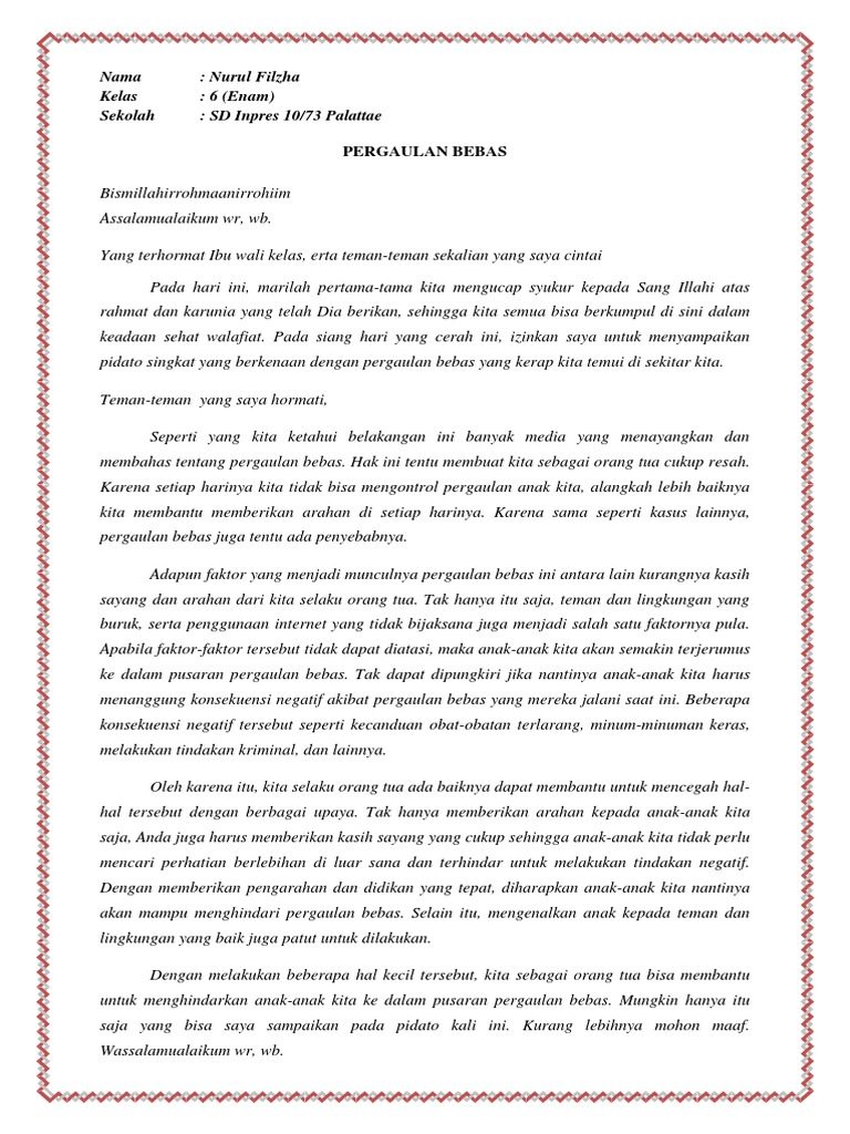 Ceramah Singkat Tentang Pergaulan Bebas Goreng