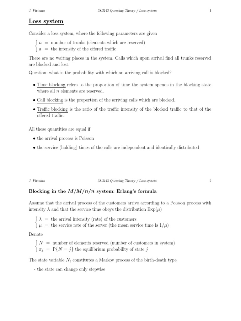 Erlang's Blocking Formula Explained | PDF | Statistical Theory ...
