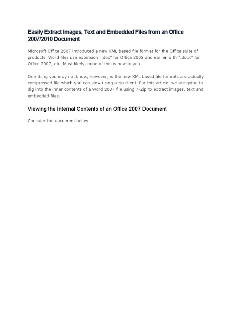 Extracting Content from Office 2007 Files | PDF | Computer File ...