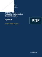 Subject CM1 Actuarial Mathematics Core Principles Syllabus: For The 2019 Exams