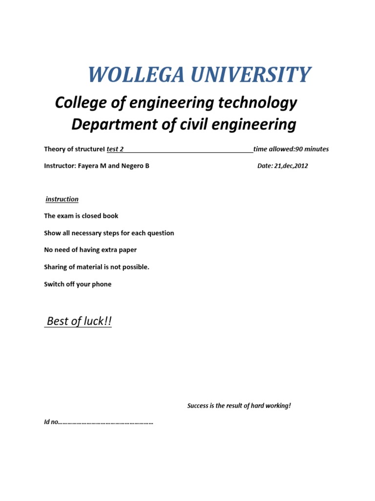 Cover Page of Test II | PDF | Engineering