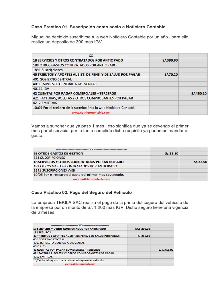 cobre Ortodoxo electo Caso Practico Contabilidad | PDF